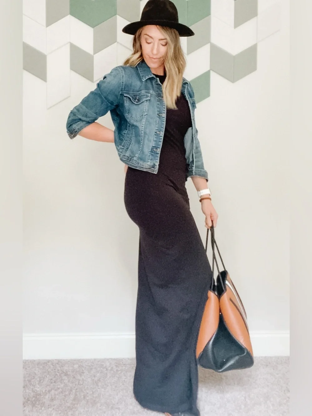 NWT Boohoo | Tall Basic Cotton Blend Scoop Neck Black Maxi Dress Size 10 Tall - Picture 12 of 13